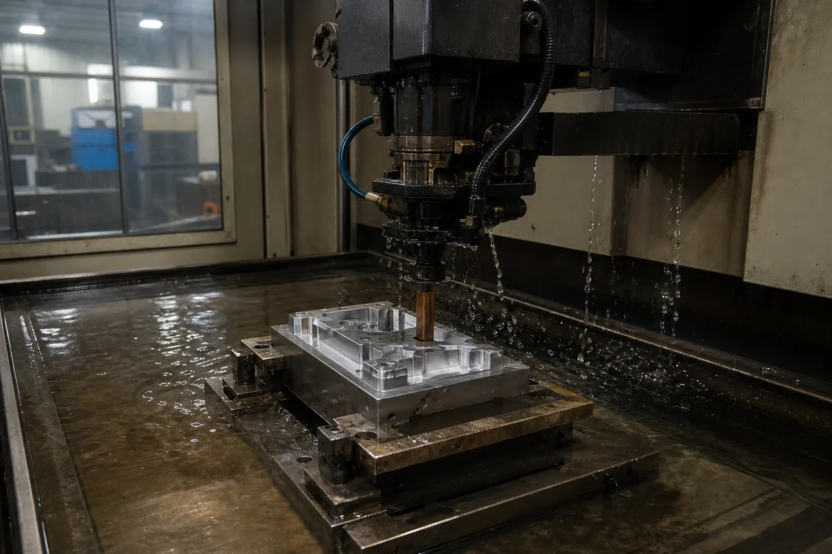 EDM machining a hardened tool-steel part — Chemical Etching at VT machining