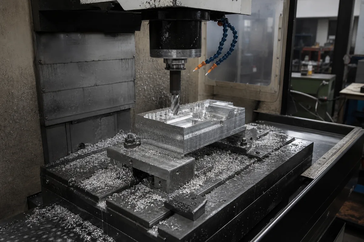 CNC milling an aluminium block — Chemical Etching at VT machining
